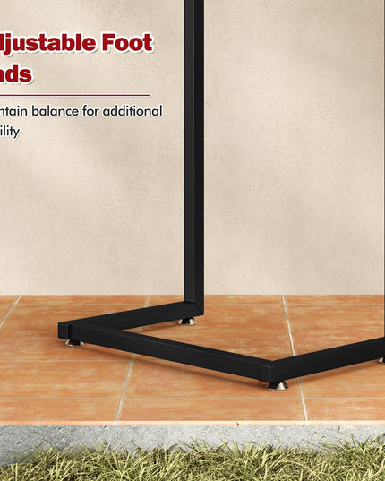 Giantex C-Shaped Outdoor Side Table - Patio End Table w/Ceramic Top & Metal Frame