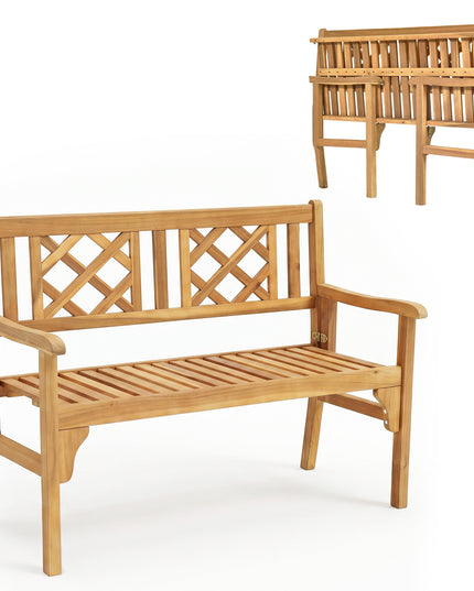 Banc de jardin pliant en bois d'acacia Giantex, 1,20 m (teck)