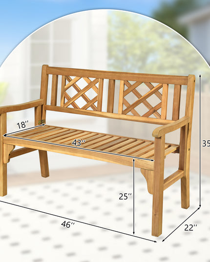 Banc de jardin pliant en bois d'acacia Giantex, 1,20 m (teck)