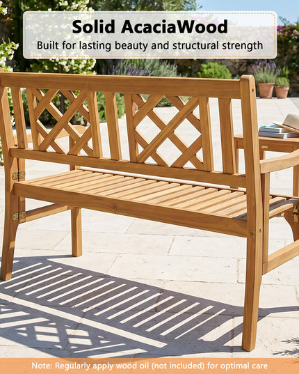 Banc de jardin pliant en bois d'acacia Giantex, 1,20 m (teck)