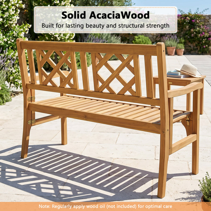 Giantex Patio Wooden Bench, 4 Ft Foldable Acacia Garden Bench (Teak)