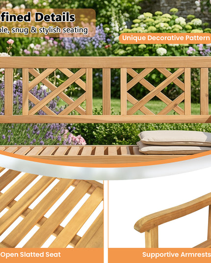 Banc de jardin pliant en bois d'acacia Giantex, 1,20 m (teck)