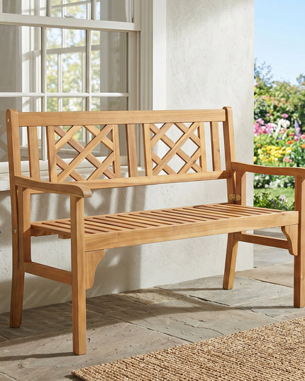 Banc de jardin pliant en bois d'acacia Giantex, 1,20 m (teck)