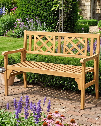 Banc de jardin pliant en bois d'acacia Giantex, 1,20 m (teck)