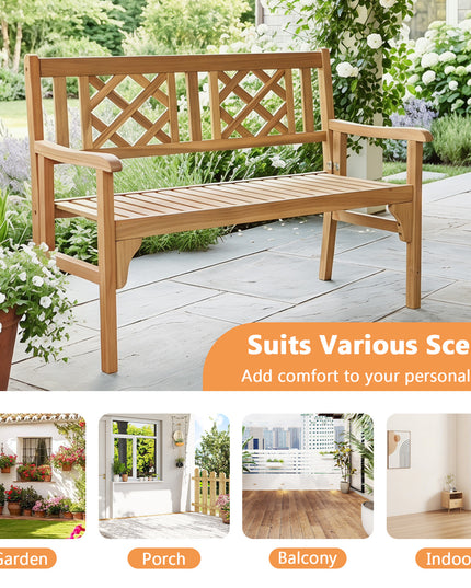 Banc de jardin pliant en bois d'acacia Giantex, 1,20 m (teck)