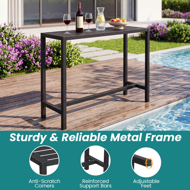 Giantex Outdoor Rectangle Bar Table with Counter Height