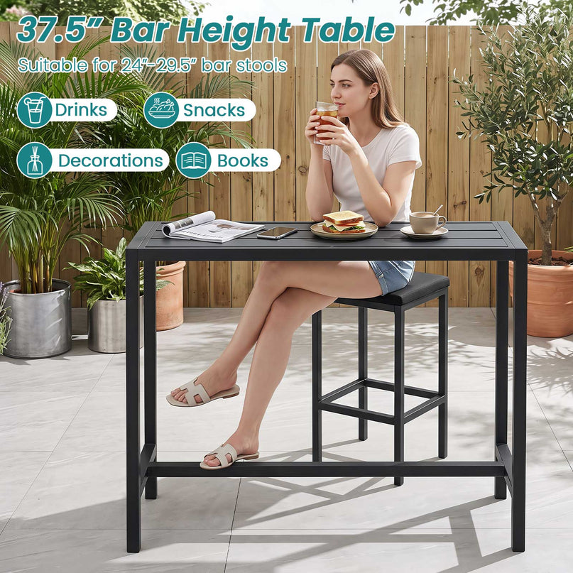 Giantex Outdoor Rectangle Bar Table with Counter Height
