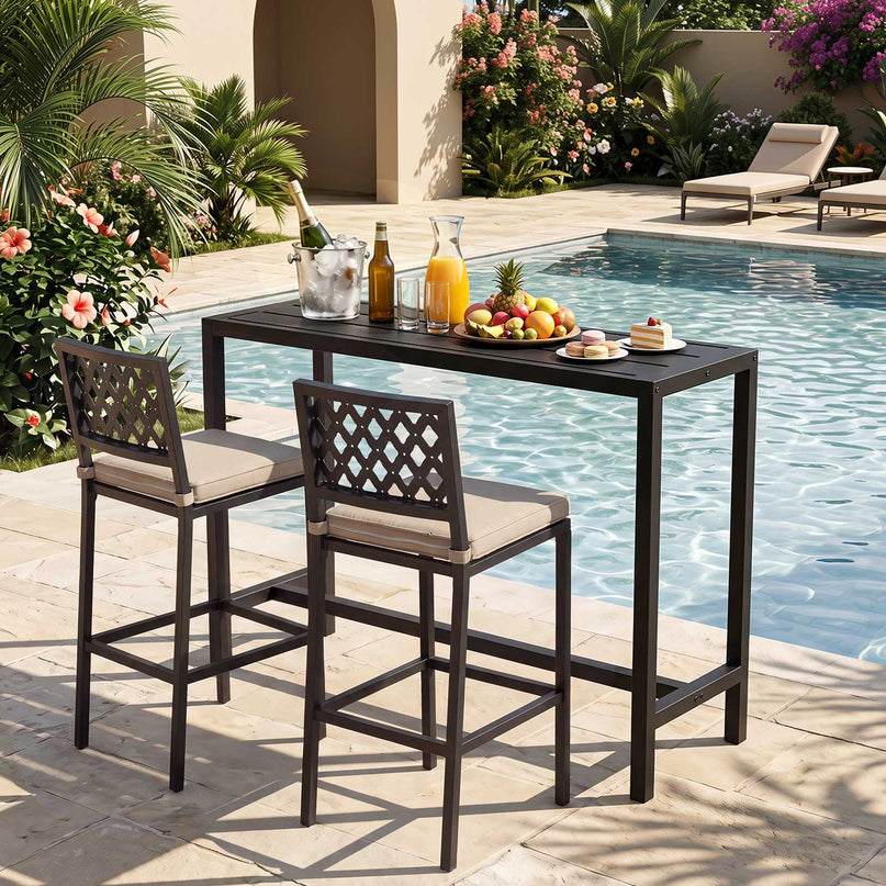 Giantex Outdoor Rectangle Bar Table with Counter Height