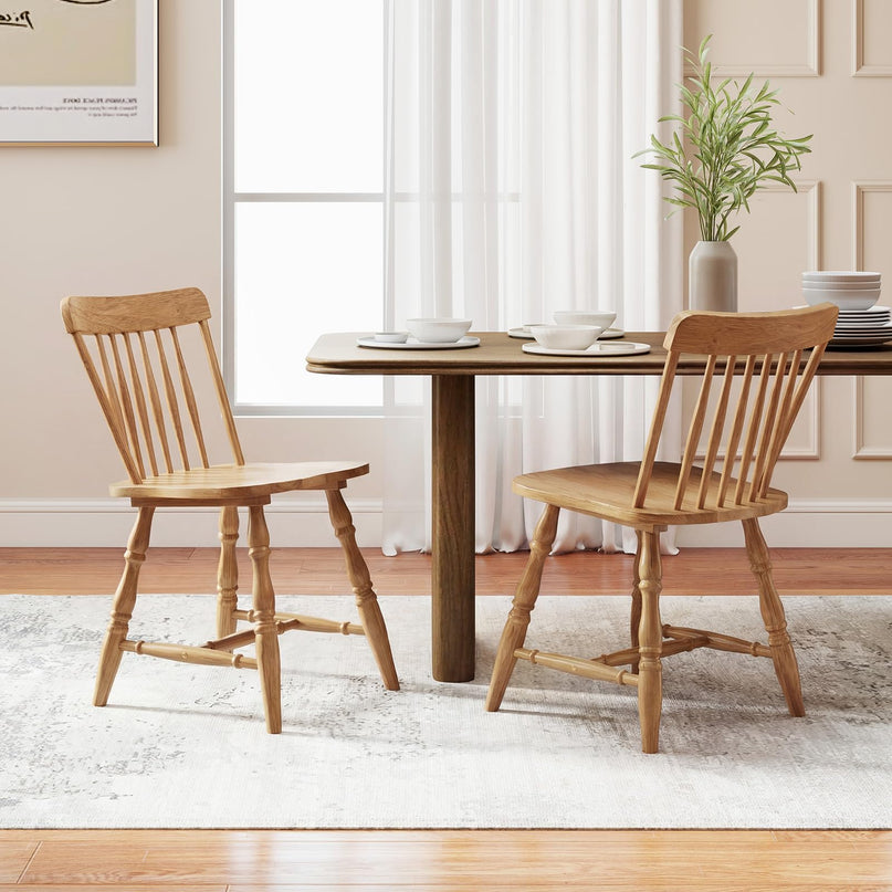 Giantex Windsor Dining Chairs Set of 2/4 with Turned Legs Curved Spindle Back & Contoured Sat