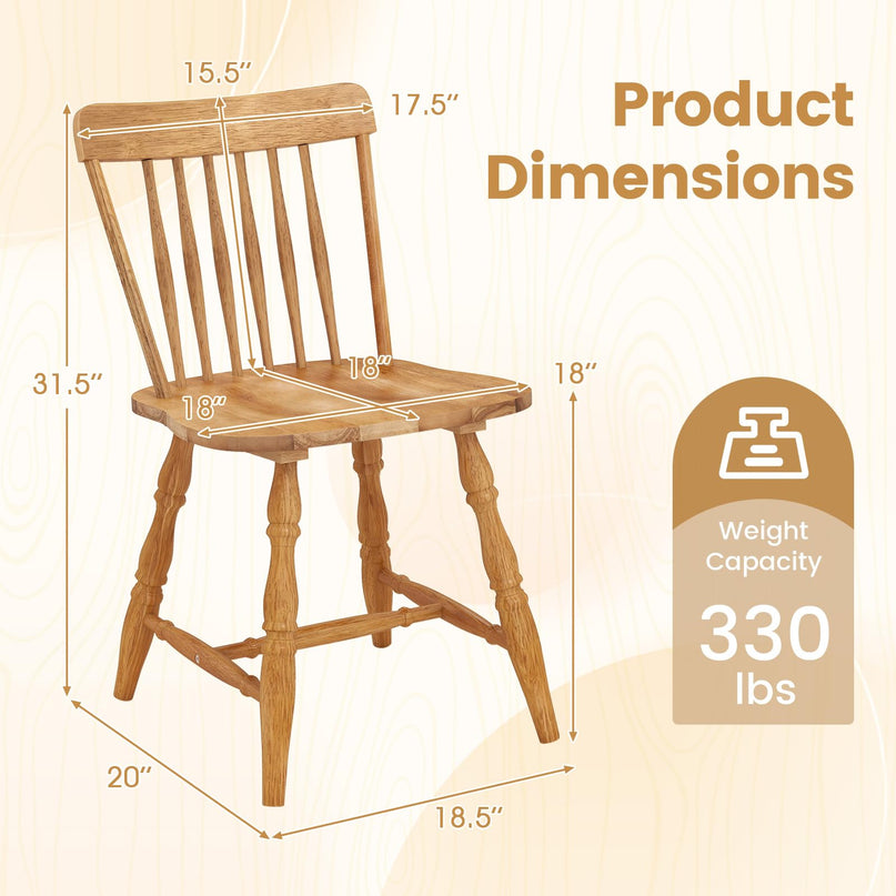 Giantex Windsor Dining Chairs Set of 2/4 with Turned Legs Curved Spindle Back & Contoured Sat