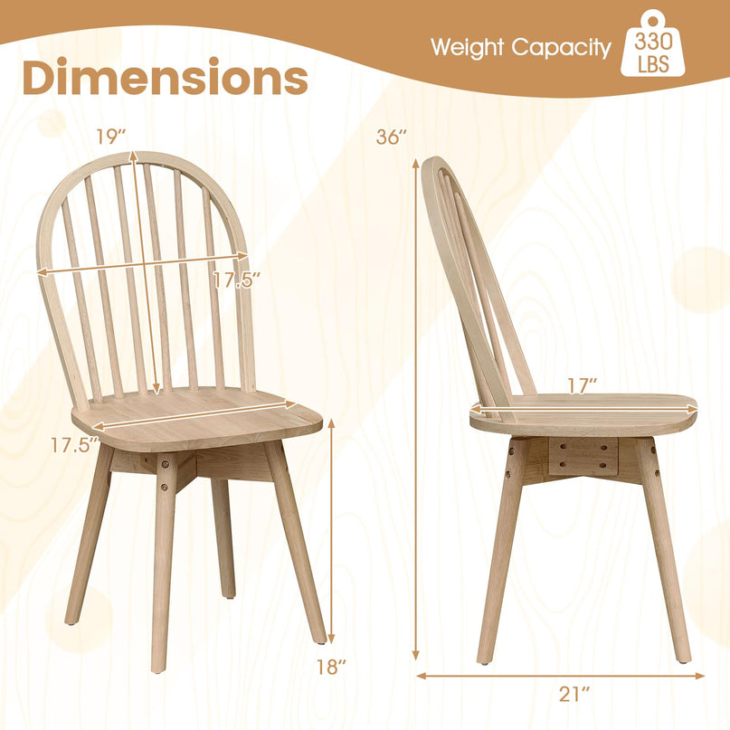 Giantex Windsor Dining Chairs Farmhouse Swivel Kitchen Chairs with Spindle Back Set of 2/4