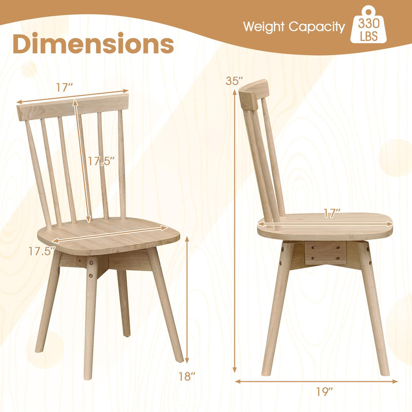 Giantex Windsor Dining Chairs Set of 2/4 with Swivel Seat & Spindle Back