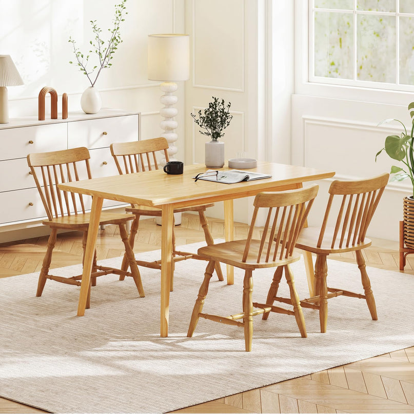 Giantex Windsor Dining Chairs Set of 2/4 with Turned Legs Curved Spindle Back & Contoured Sat
