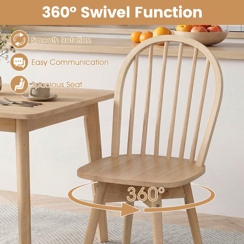 Giantex Windsor Dining Chairs Farmhouse Swivel Kitchen Chairs with Spindle Back Set of 2/4