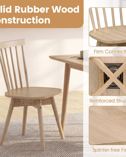Giantex Windsor Dining Chairs Set of 2/4 with Swivel Seat & Spindle Back