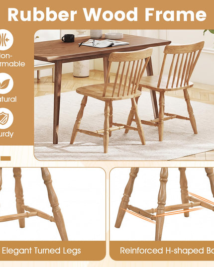 Giantex Windsor Dining Chairs Set of 2/4 with Turned Legs Curved Spindle Back & Contoured Sat