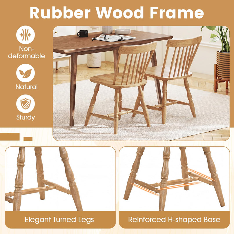 Giantex Windsor Dining Chairs Set of 2/4 with Turned Legs Curved Spindle Back & Contoured Sat
