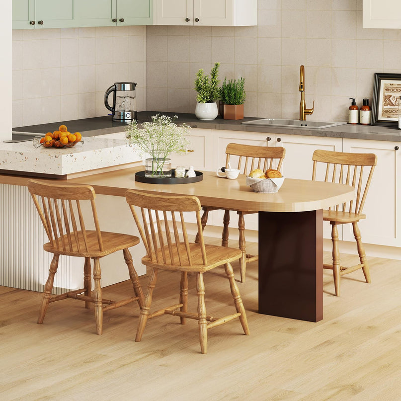 Giantex Windsor Dining Chairs Set of 2/4 with Turned Legs Curved Spindle Back & Contoured Sat