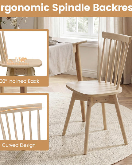 Giantex Windsor Dining Chairs Set of 2/4 with Swivel Seat & Spindle Back