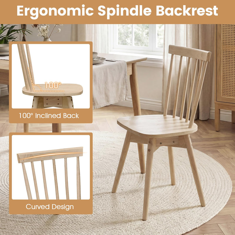 Giantex Windsor Dining Chairs Set of 2/4 with Swivel Seat & Spindle Back