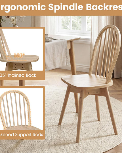Giantex Windsor Dining Chairs Farmhouse Swivel Kitchen Chairs with Spindle Back Set of 2/4