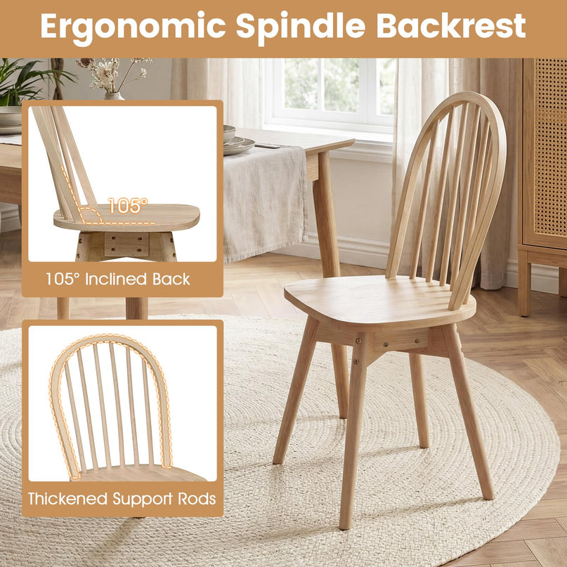 Giantex Windsor Dining Chairs Farmhouse Swivel Kitchen Chairs with Spindle Back Set of 2/4
