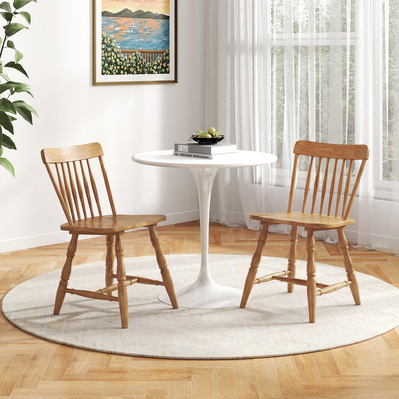 Giantex Windsor Dining Chairs Set of 2/4 with Turned Legs Curved Spindle Back & Contoured Sat