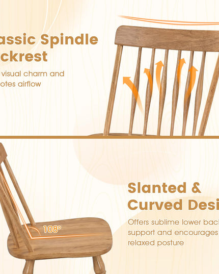 Giantex Windsor Dining Chairs Set of 2/4 with Turned Legs Curved Spindle Back & Contoured Sat