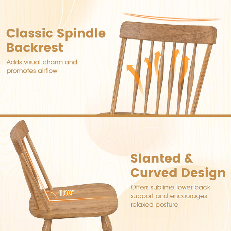 Giantex Windsor Dining Chairs Set of 2/4 with Turned Legs Curved Spindle Back & Contoured Sat