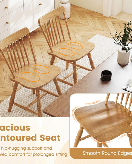 Giantex Windsor Dining Chairs Set of 2/4 with Turned Legs Curved Spindle Back & Contoured Sat