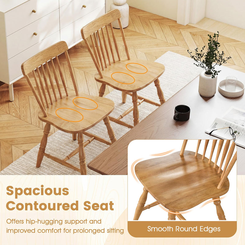 Giantex Windsor Dining Chairs Set of 2/4 with Turned Legs Curved Spindle Back & Contoured Sat