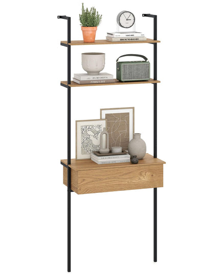Giantex 4-Tier Ladder Bookshelf with Wall Mounted Storage Shelf for Living Room