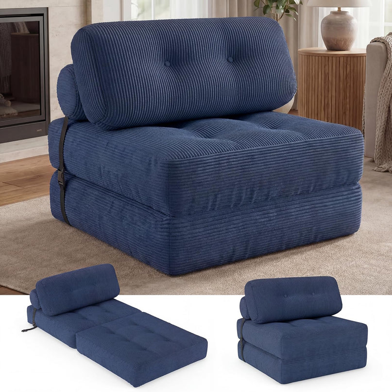 Giantex Folding Sofa Bed with Pillow Corduroy Cover & Fixing Straps