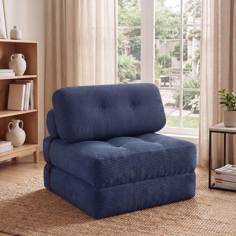 Giantex Folding Sofa Bed with Pillow Corduroy Cover & Fixing Straps