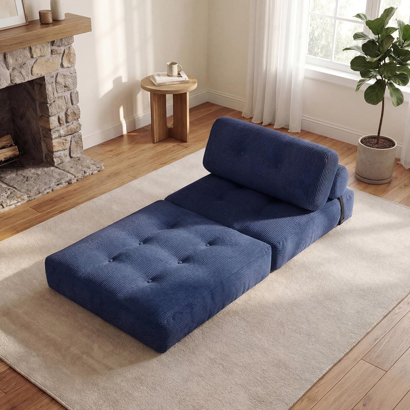 Giantex Folding Sofa Bed with Pillow Corduroy Cover & Fixing Straps