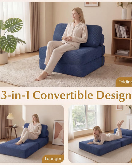Giantex Folding Sofa Bed with Pillow Corduroy Cover & Fixing Straps