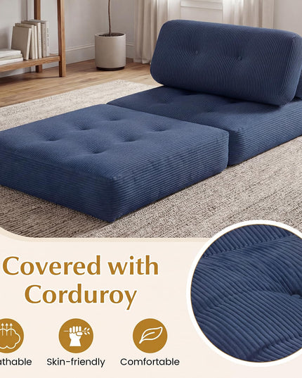 Giantex Folding Sofa Bed with Pillow Corduroy Cover & Fixing Straps