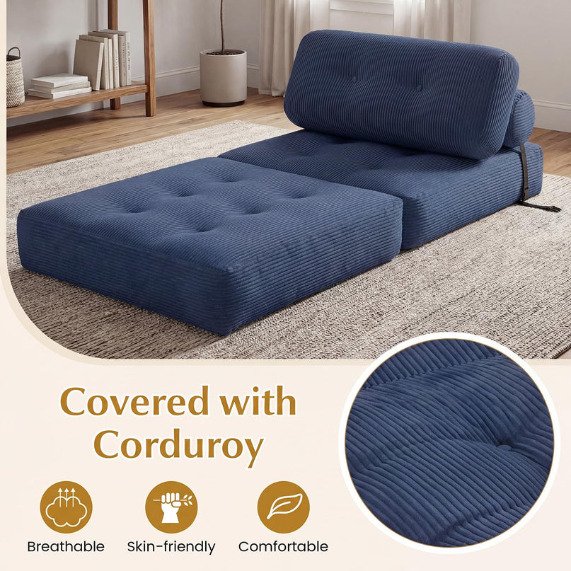 Giantex Folding Sofa Bed with Pillow Corduroy Cover & Fixing Straps