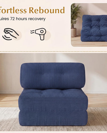 Giantex Folding Sofa Bed with Pillow Corduroy Cover & Fixing Straps