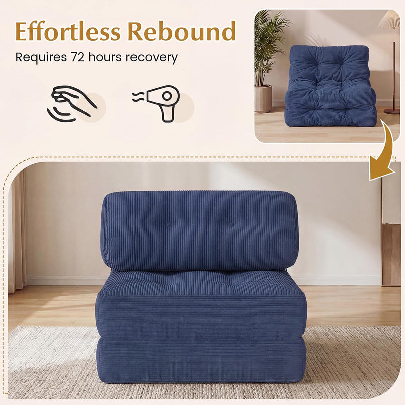 Giantex Folding Sofa Bed with Pillow Corduroy Cover & Fixing Straps