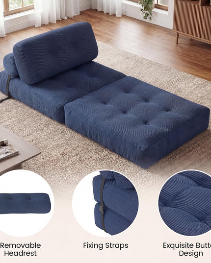 Giantex Folding Sofa Bed with Pillow Corduroy Cover & Fixing Straps