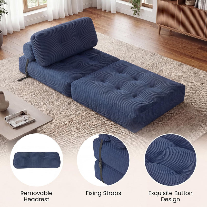 Giantex Folding Sofa Bed with Pillow Corduroy Cover & Fixing Straps