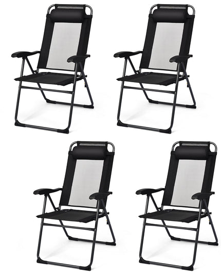 Giantex Set of 2 Patio Dining Chairs, Folding Lounge Chairs with 7 Level Adjustable Backrest