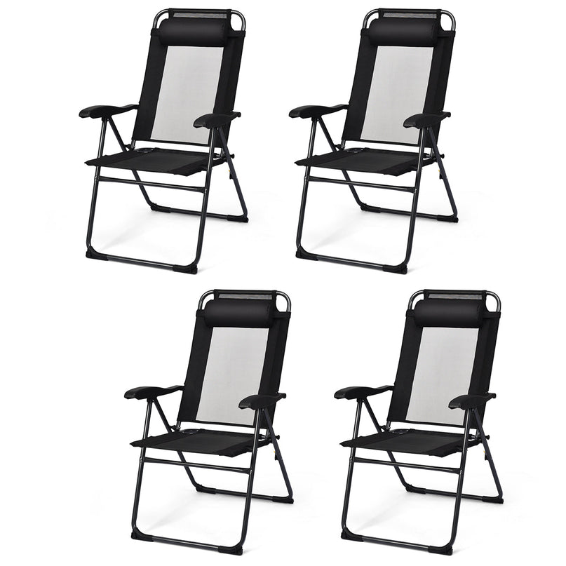 Giantex Set of 2 Patio Dining Chairs, Folding Lounge Chairs with 7 Level Adjustable Backrest