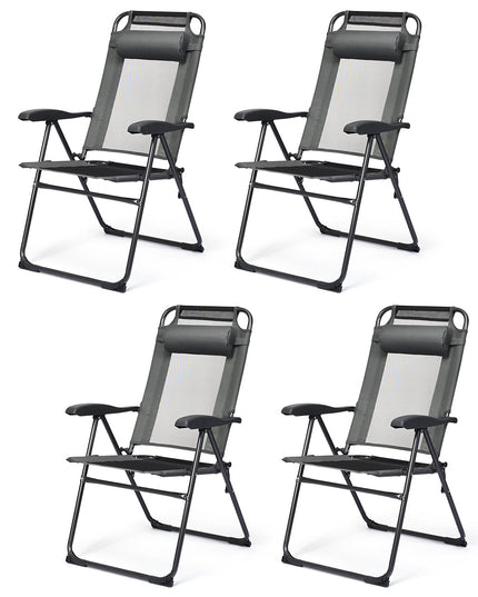 Giantex Set of 2 Patio Dining Chairs, Folding Lounge Chairs with 7 Level Adjustable Backrest