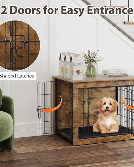 Giantex Dog Crate Furniture with Cushion - 33"/ 39" L Indoor Dog Kennel with Double Doors