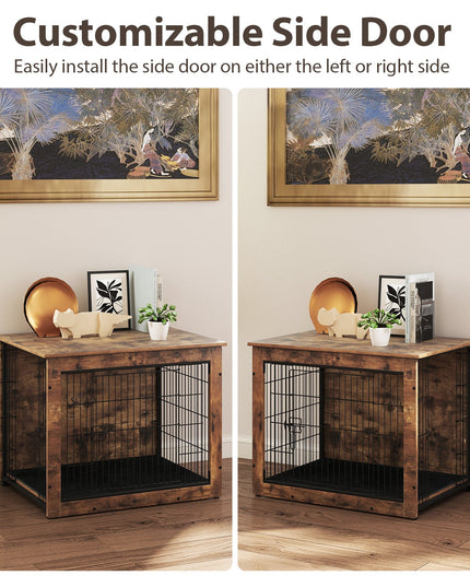 Giantex Dog Crate Furniture with Cushion - 33"/ 39" L Indoor Dog Kennel with Double Doors
