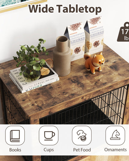 Giantex Dog Crate Furniture with Cushion - 33"/ 39" L Indoor Dog Kennel with Double Doors