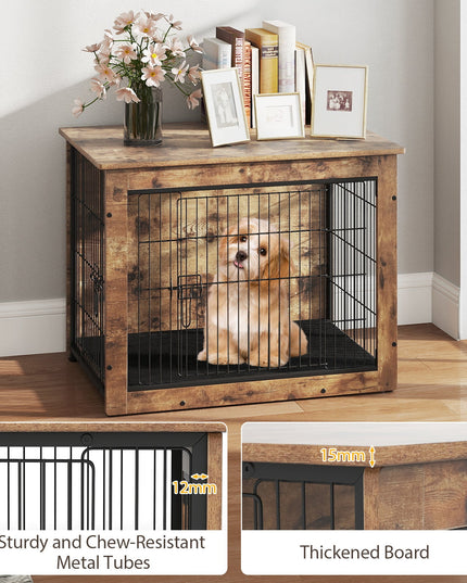Giantex Dog Crate Furniture with Cushion - 33"/ 39" L Indoor Dog Kennel with Double Doors