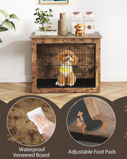 Giantex Dog Crate Furniture with Cushion - 33"/ 39" L Indoor Dog Kennel with Double Doors